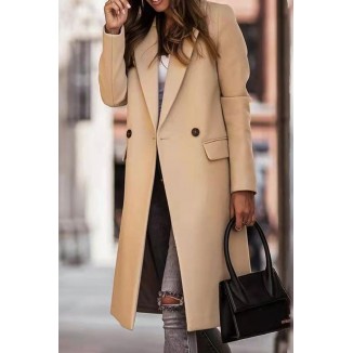 Casual Elegant Solid Split Joint Buckle Turndown Collar Outerwear