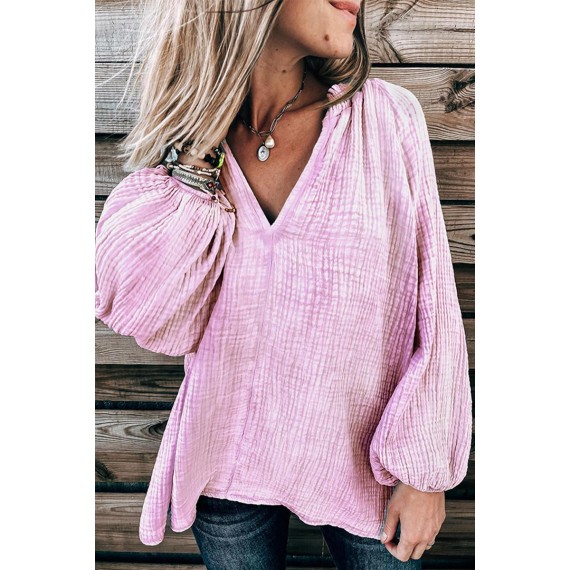 Casual Solid Patchwork V Neck Tops(3 Colors)