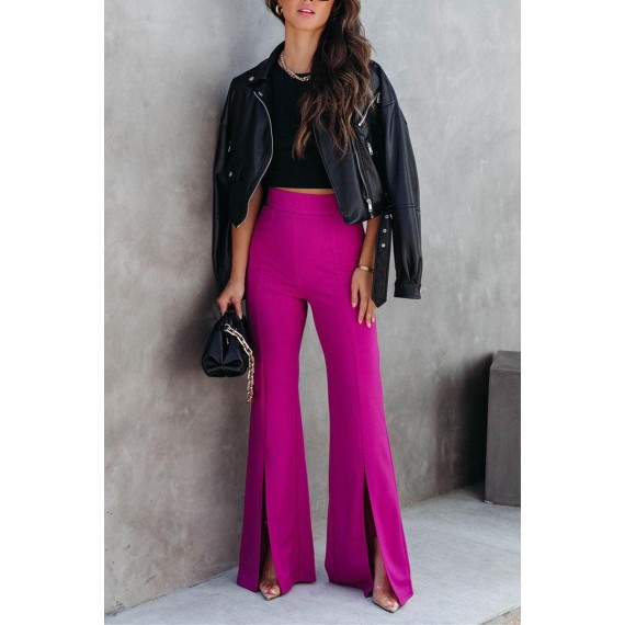 Casual Daily Solid Slit Straight High Waist Type H Solid Color Bottoms