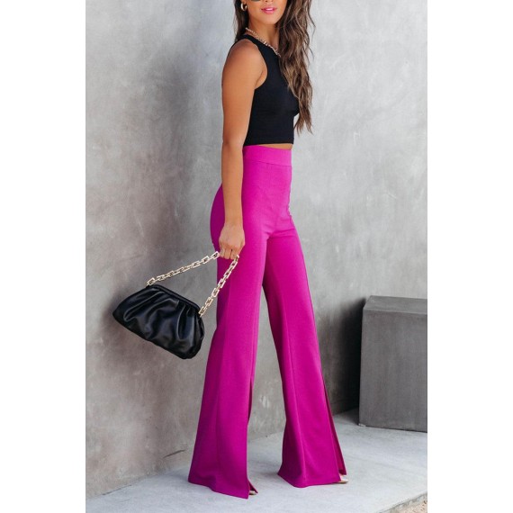 Casual Daily Solid Slit Straight High Waist Type H Solid Color Bottoms