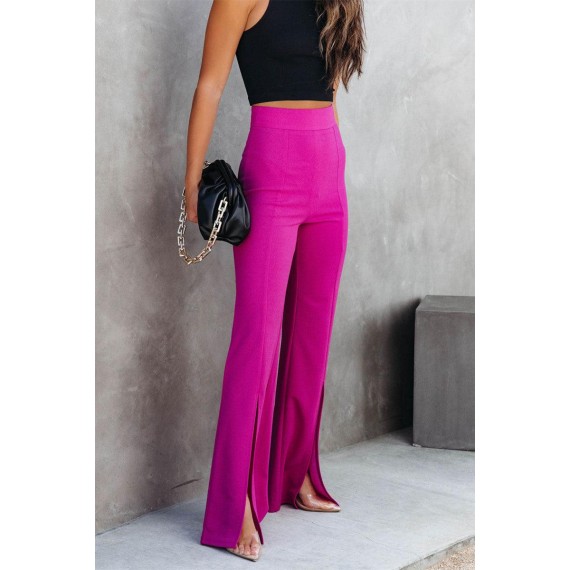 Casual Daily Solid Slit Straight High Waist Type H Solid Color Bottoms