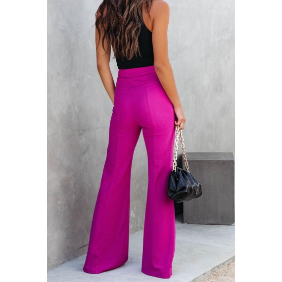 Casual Daily Solid Slit Straight High Waist Type H Solid Color Bottoms