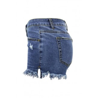 Denim Zipper Fly Sleeveless Mid Zippered Patchwork Split Solid Straight shorts