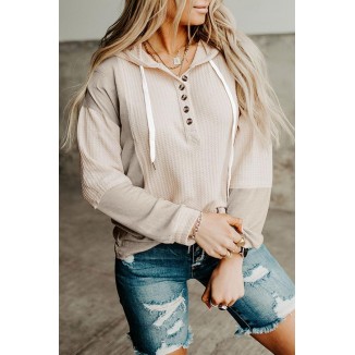 Casual Patchwork Buckle Contrast Hooded Collar Hoodies(3 Colors)