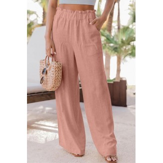 Casual Solid Patchwork Straight High Waist Wide Leg Solid Color Bottoms(6 Colors)