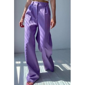 Casual Solid Patchwork Loose Mid Waist Wide Leg Solid Color Bottoms(8 Colors)