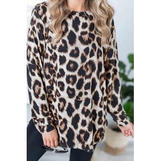 Casual Leopard O Neck Tops(3 Colors)