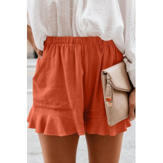 Casual Solid Pocket Fold Loose High Waist Straight Solid Color Bottoms