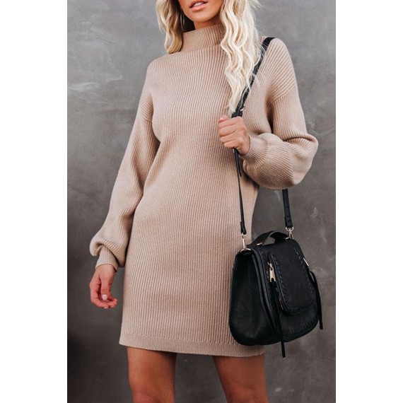 Casual Elegant Solid Split Joint Half A Turtleneck Dresses