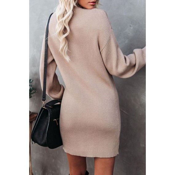 Casual Elegant Solid Split Joint Half A Turtleneck Dresses