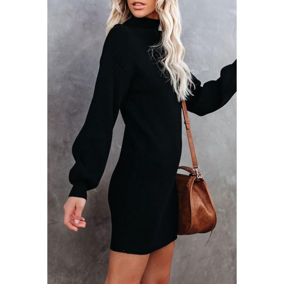 Casual Elegant Solid Split Joint Half A Turtleneck Dresses