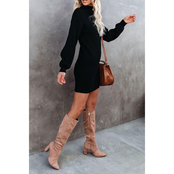 Casual Elegant Solid Split Joint Half A Turtleneck Dresses