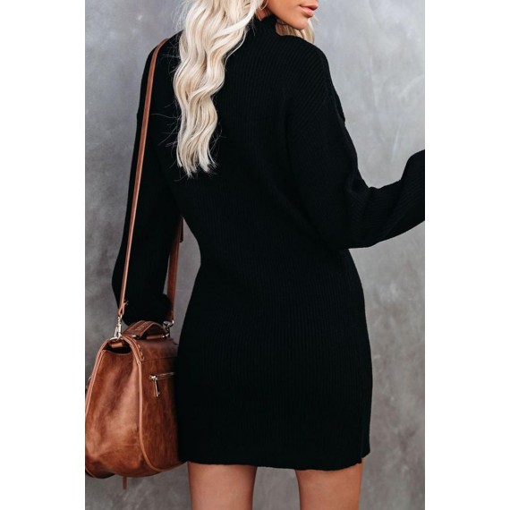 Casual Elegant Solid Split Joint Half A Turtleneck Dresses