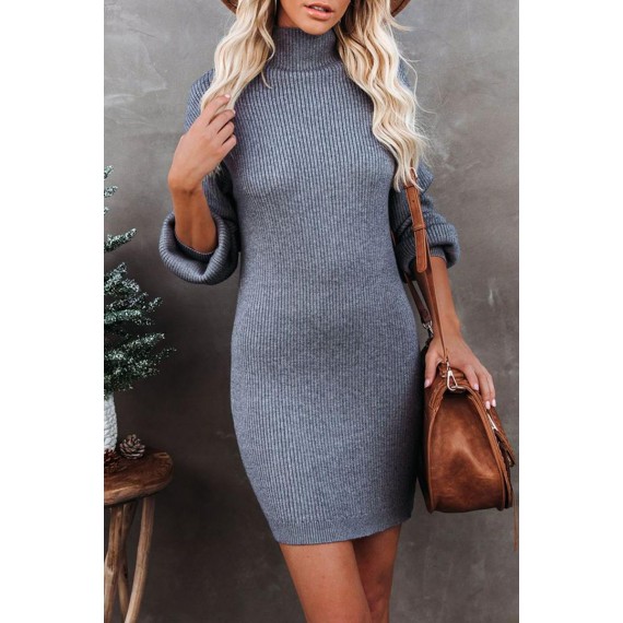 Casual Elegant Solid Split Joint Half A Turtleneck Dresses