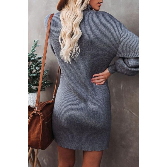 Casual Elegant Solid Split Joint Half A Turtleneck Dresses