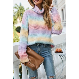 Casual Gradual Change Basic Turtleneck Tops Sweater