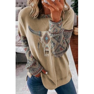 Casual Print Patchwork Basic O Neck Hoodies