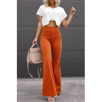 Casual Street Solid Pocket Boot Cut Mid Waist Wide Leg Patchwork Bottoms