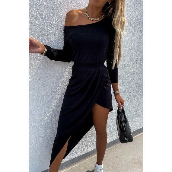 Casual Elegant Solid Split Joint Fold O Neck Irregular Dress Dresses