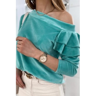 Casual Solid Flounce One Shoulder Tops(4 Colors)