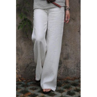 Casual Solid Basic Straight Mid Waist Bottoms(4 Colors)