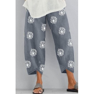 Fashion Casual Print Loose High Waist Straight Bottoms