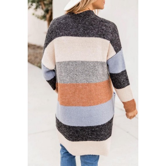 Casual Color Lump Pocket  Contrast Tops Sweater