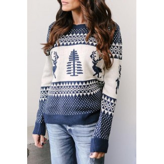 Casual Print Patchwork O Neck Sweaters (3 Colors)