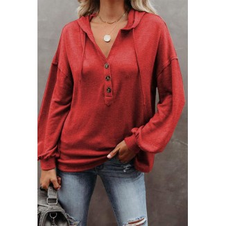 Casual Solid Draw String Hooded Collar Tops(9 Colors)