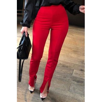 Casual Solid Split Joint Boot Cut High Waist Speaker Solid Color Bottoms