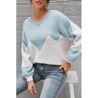 Casual Patchwork  Contrast O Neck Tops