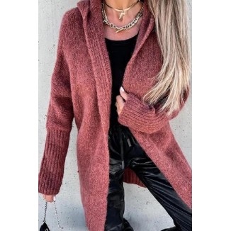 Casual Solid Color Hooded Collar Cardigans(5 Colors)