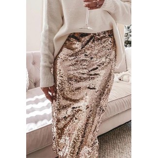 Fashion Elegant Solid Sequins Pencil Patchwork Bottoms