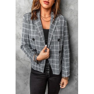 Casual Plaid Patchwork Turndown Collar Outerwear