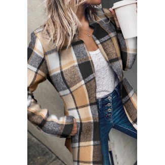 Casual Plaid Basic Mandarin Collar Outerwear