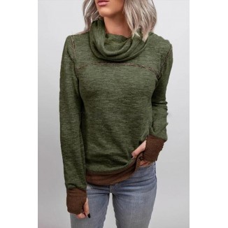 Casual Print Patchwork Turtleneck Hoodies(3 Colors)