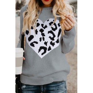 Casual Print Split Joint O Neck Tops Sweater