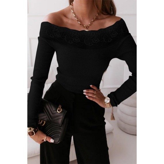 Fashion  Solid Lace Off the Shoulder Tops(5 Colors)