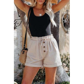 Casual Solid Buckle Straight Mid Waist Solid Color Bottoms