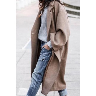 Casual Solid Patchwork Buttons Turndown Collar Outerwear