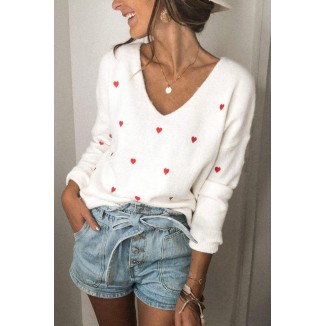 Casual Print V Neck Mid Waist Sweaters (3 Colors)