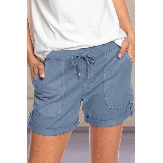 Casual Solid Pocket Straight Solid Color Bottoms(8 Colors)