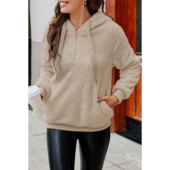 Fashion  Simplicity Solid Split Joint Hooded Collar Tops