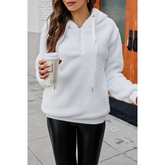Fashion  Simplicity Solid Split Joint Hooded Collar Tops