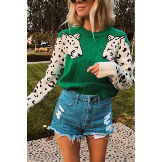 Casual Leopard Pullovers O Neck Tops(7 Colors)