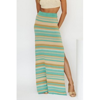 Street Striped Slit Regular Type A Full Print Bottoms